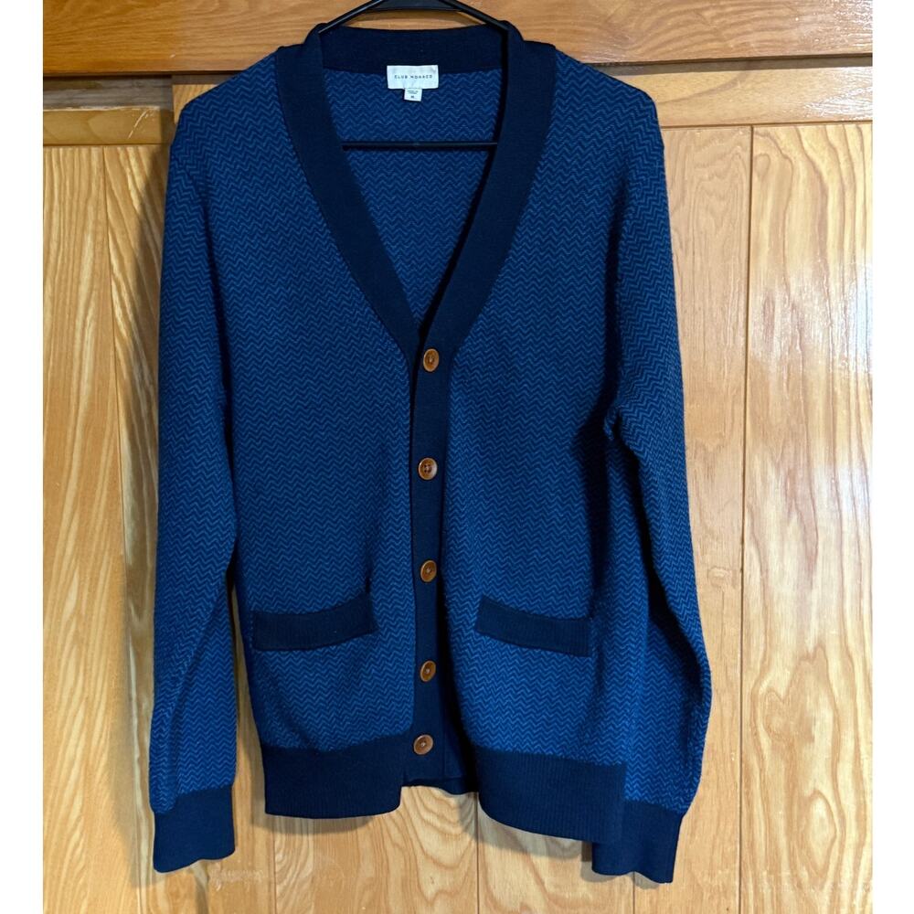 Club Monaco Men’s Chevron Knit Cardigan Sweater, Size M